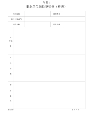 事业单位岗位说明书