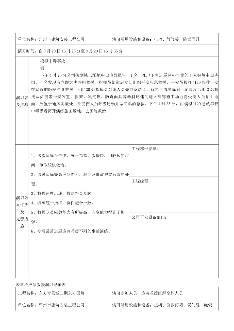事故应急救援演习记录表_第2页