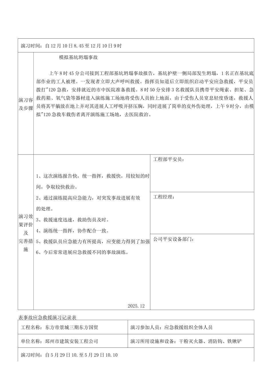 事故应急救援演习记录表_第3页