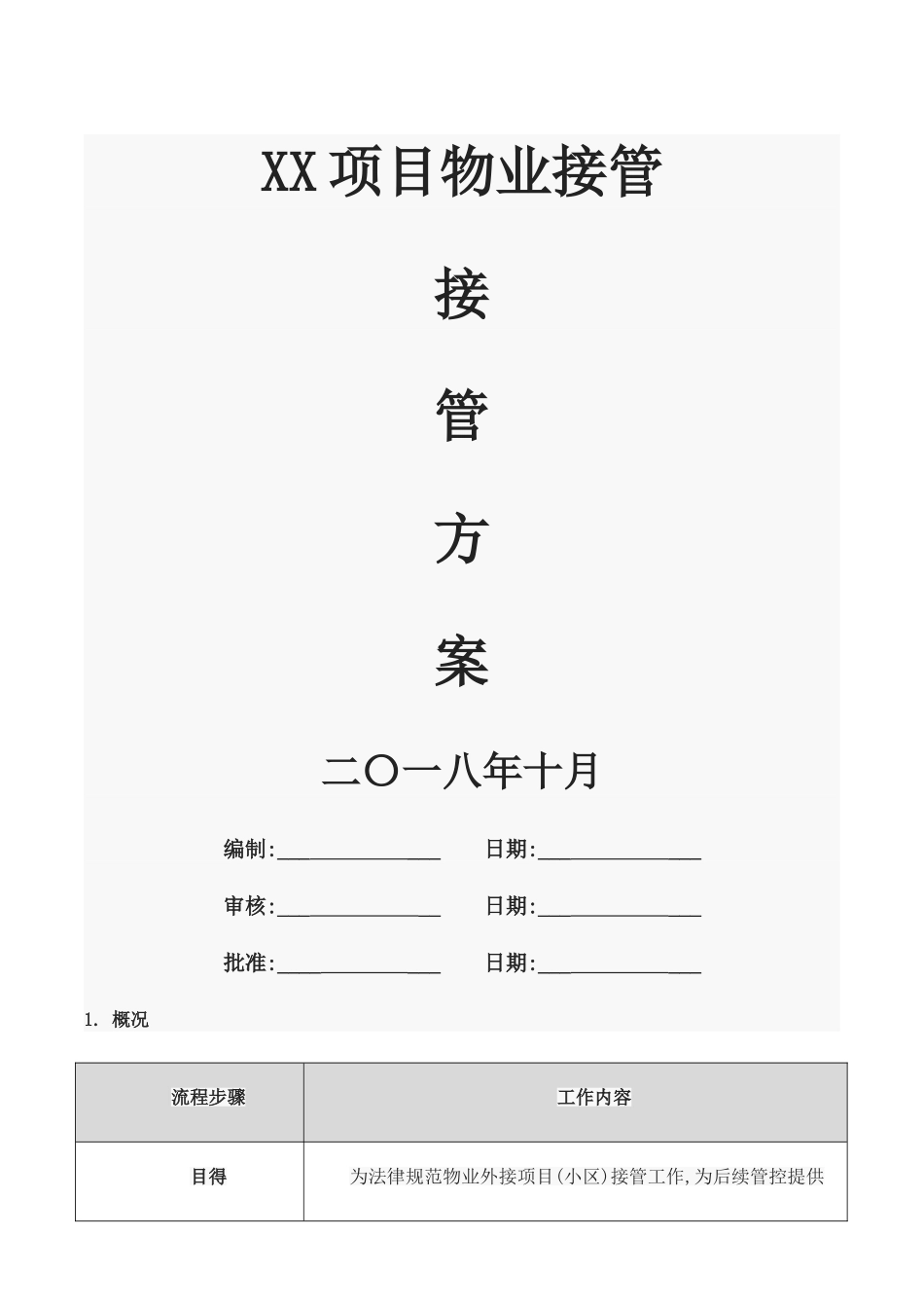 二手盘物业接管方案_第1页