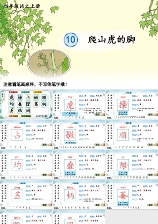 24统编版小学语文四年级上册生字笔顺课件-10 爬山虎的脚