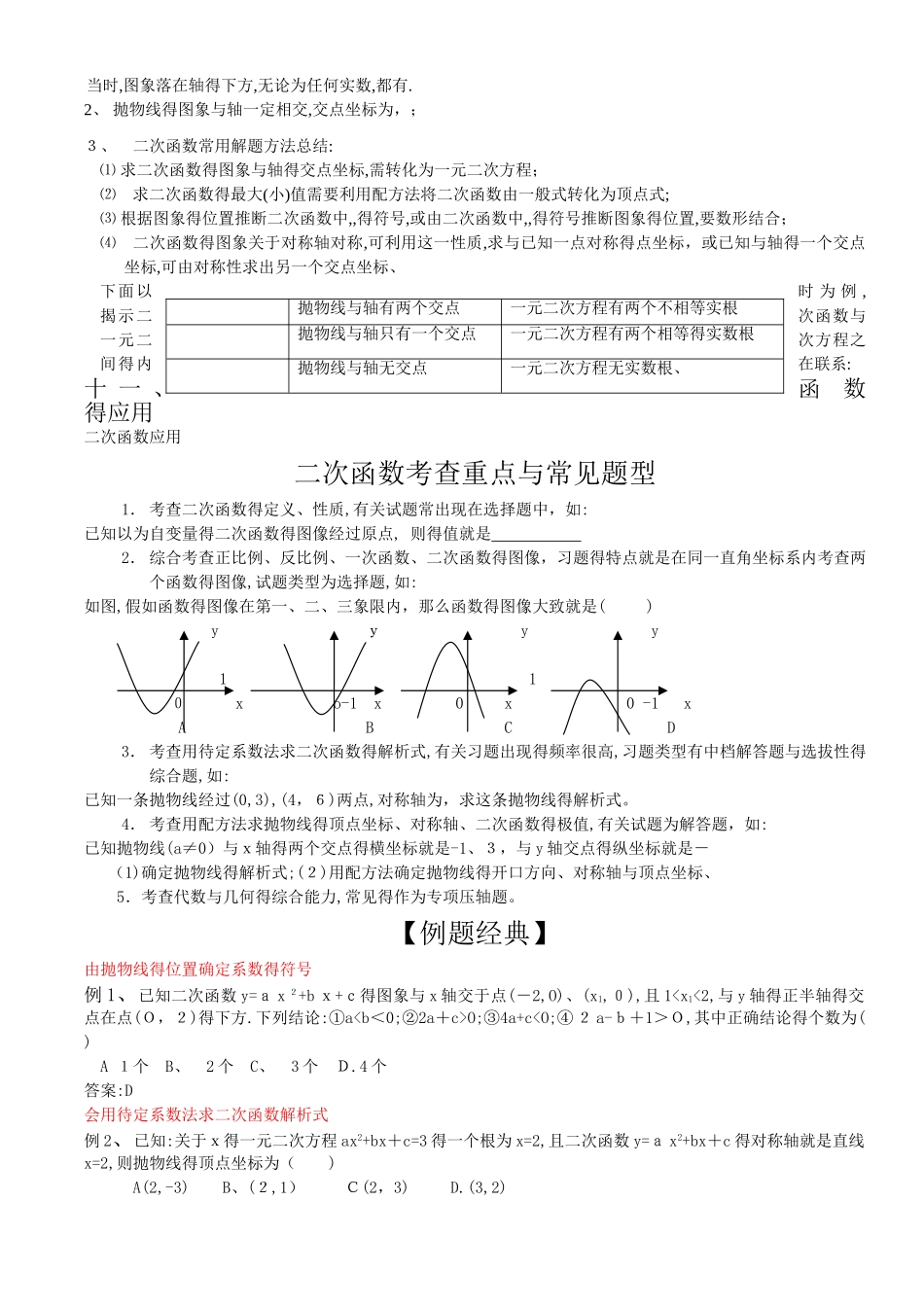 二次函数知识点复习_第3页