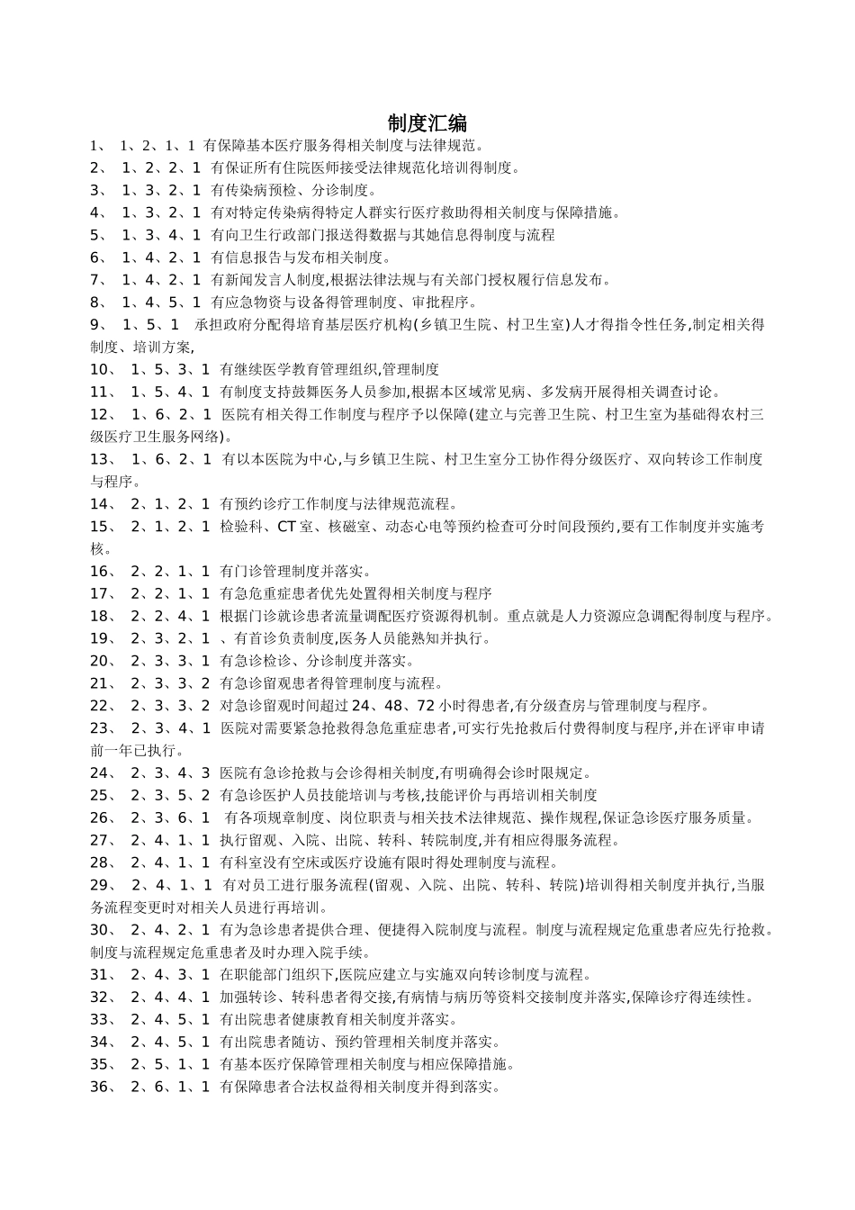 二甲医院评审涉及制度的条款_第1页