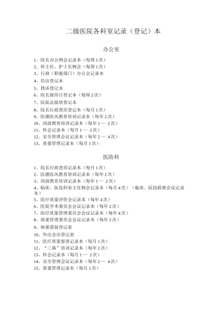 二级医院各科室记录本