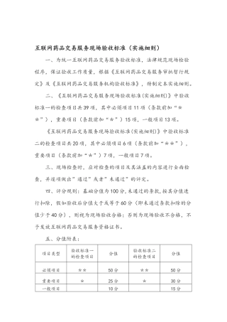 互联网药品交易服务现场验收标准