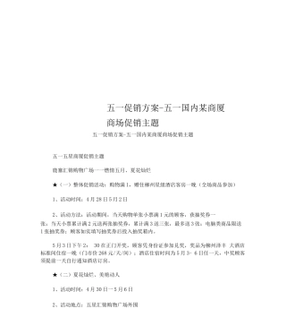 五一促销方案-五一国内某商厦商场促销主题