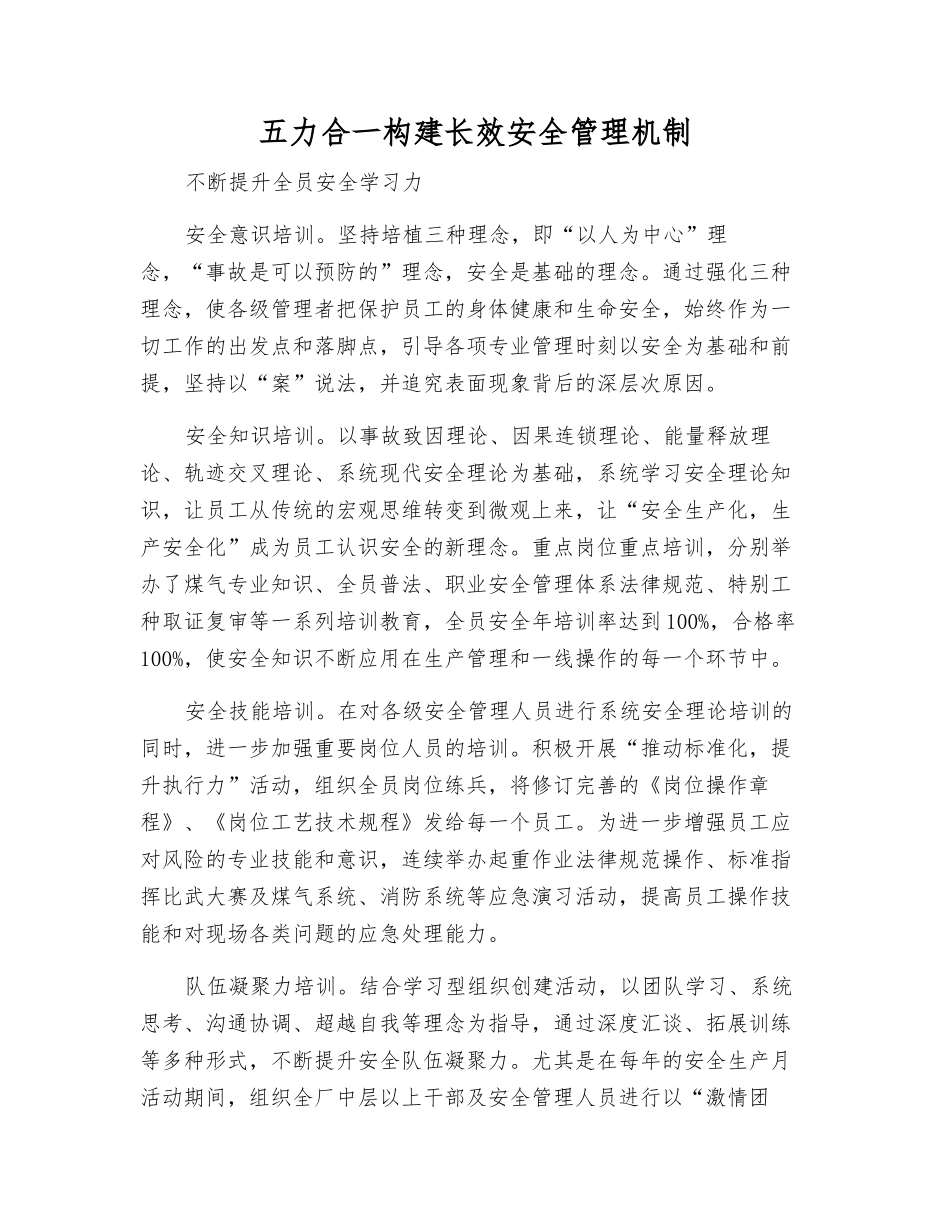 五力合一构建长效安全管理机制_第1页