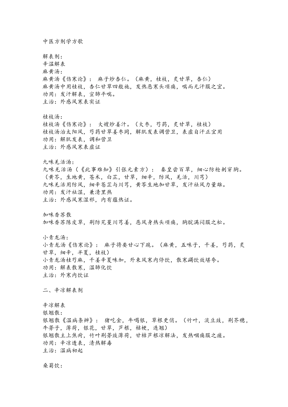 五版中药学方歌、趣味记忆及方剂功效_第1页