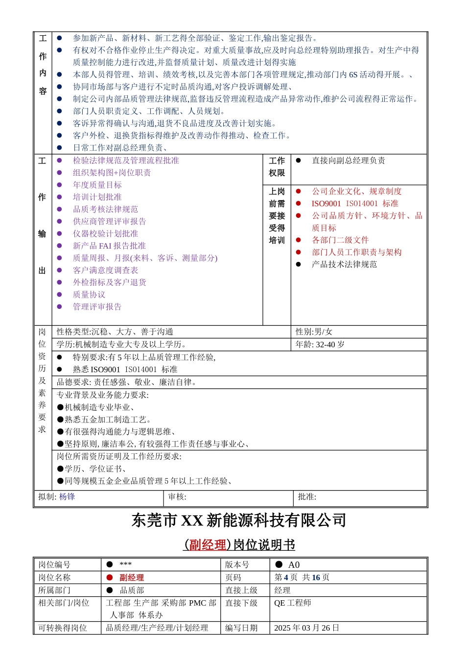 五金钣金厂品质部岗位说明书_第3页
