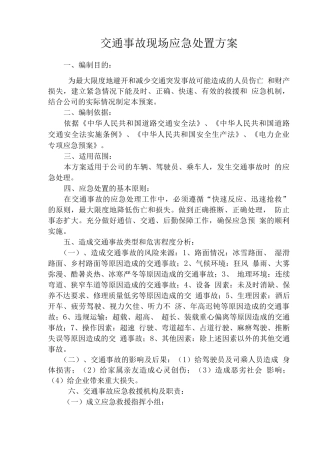 交通事故现场处置方案