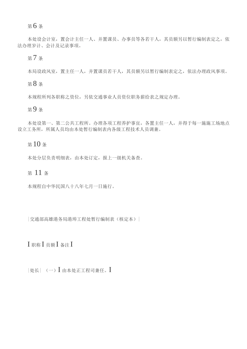 交通部高雄港务局港埠工程处暂行组织规程_第2页