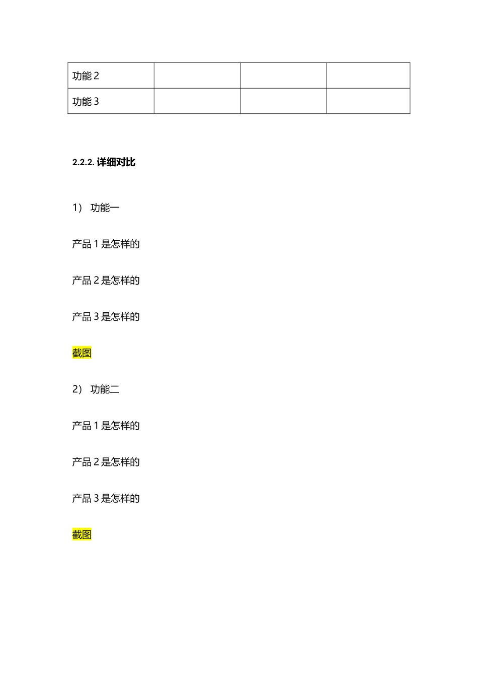 产品竞品分析模板_第2页