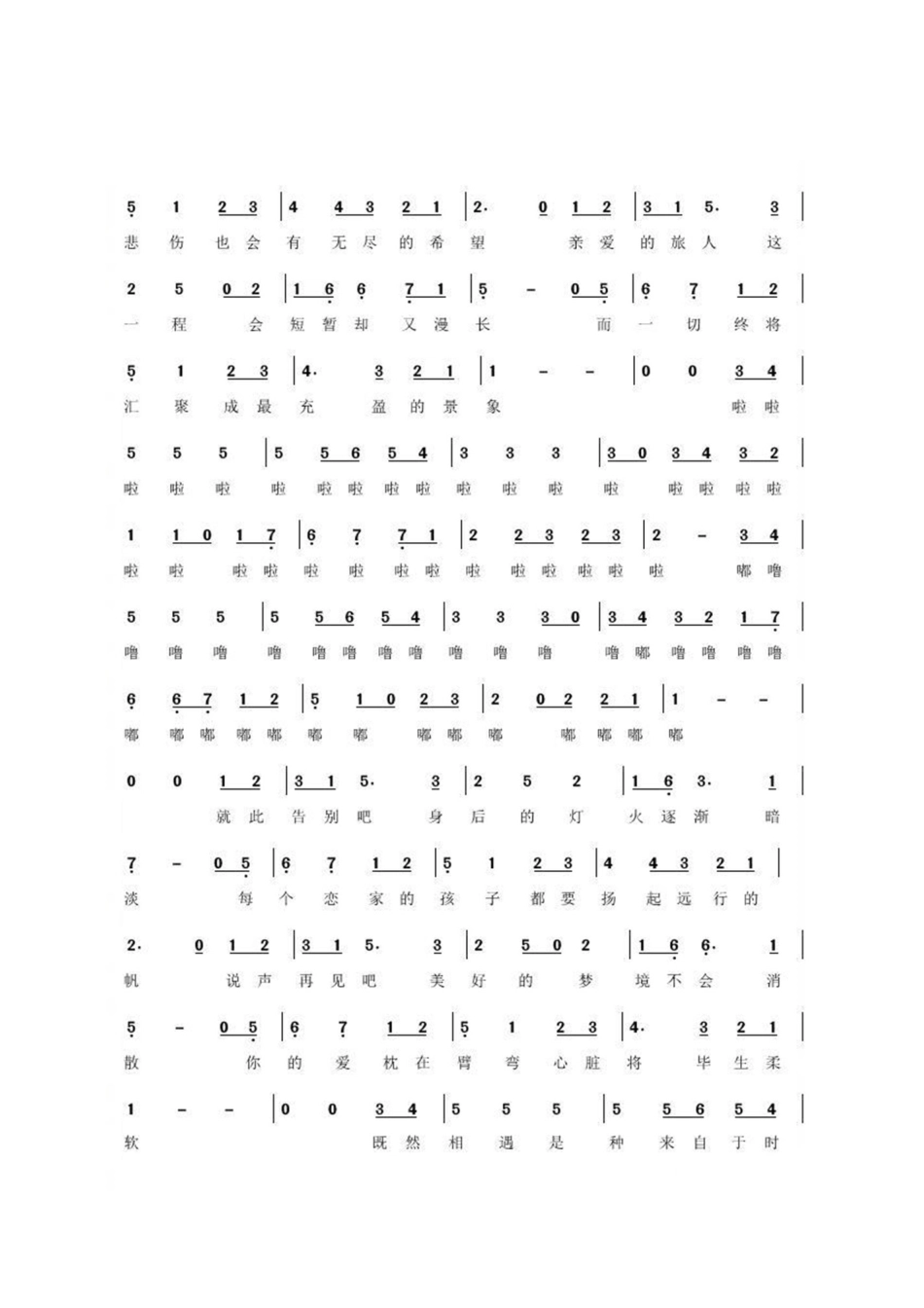 亲爱的旅人啊简谱_第2页