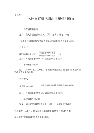 人体器官获取组织质量控制指标