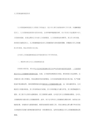 人力资源战略规划培训