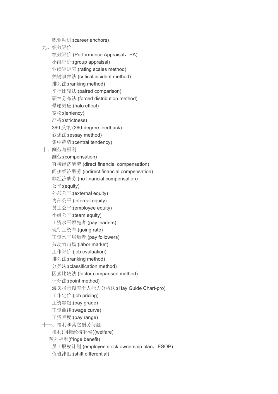 人力资源管理专业词汇_第3页