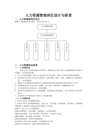 人力资源管理岗位设计与职责