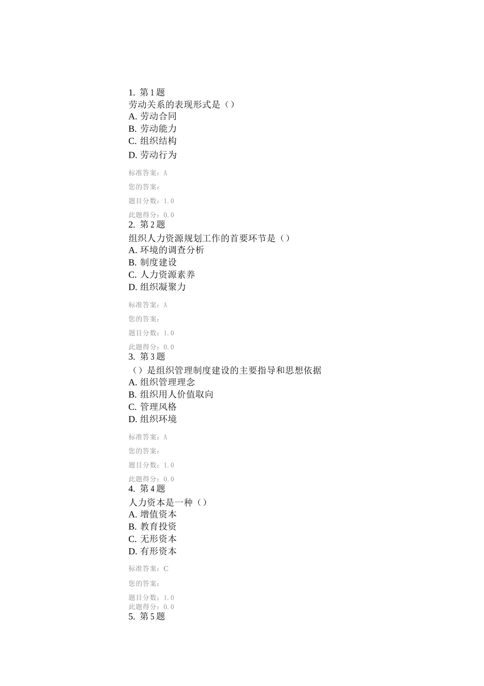 人力资源管理满分在线作业_第1页