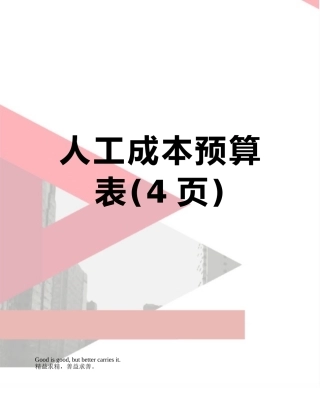 人工成本预算表