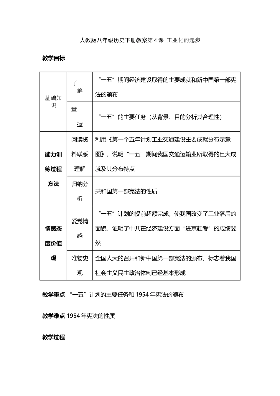 人教八下4课：工业化的起步【教案_第2页