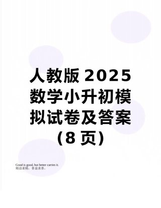 人教版2025数学小升初模拟试卷及答案