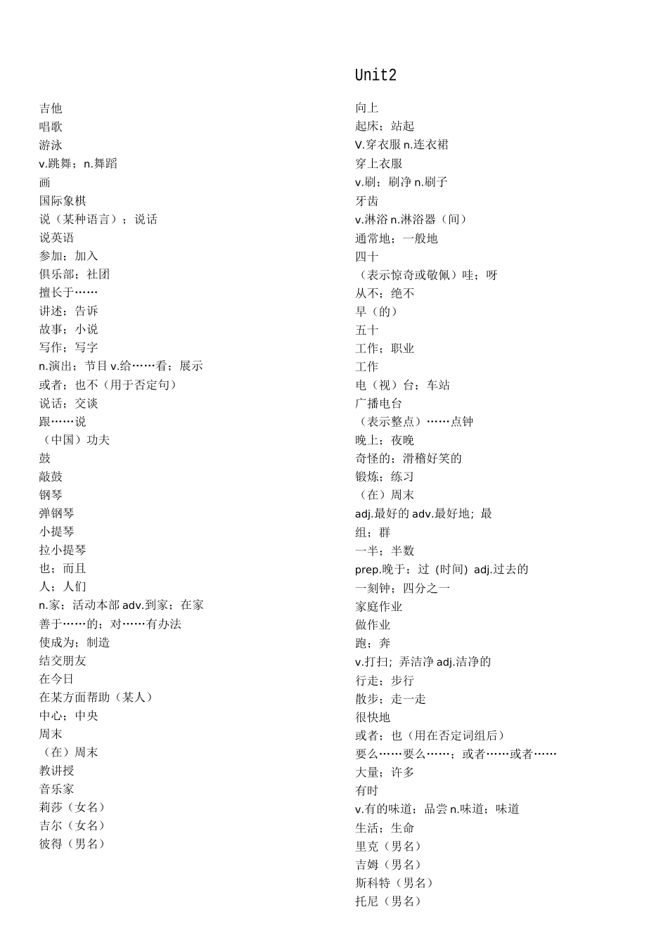 人教版七年级英语下册单词听写表_第1页