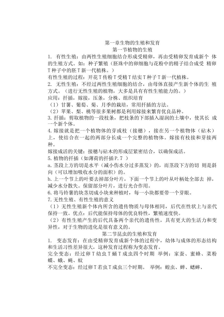 人教版八年级下册生物复习提纲_第1页