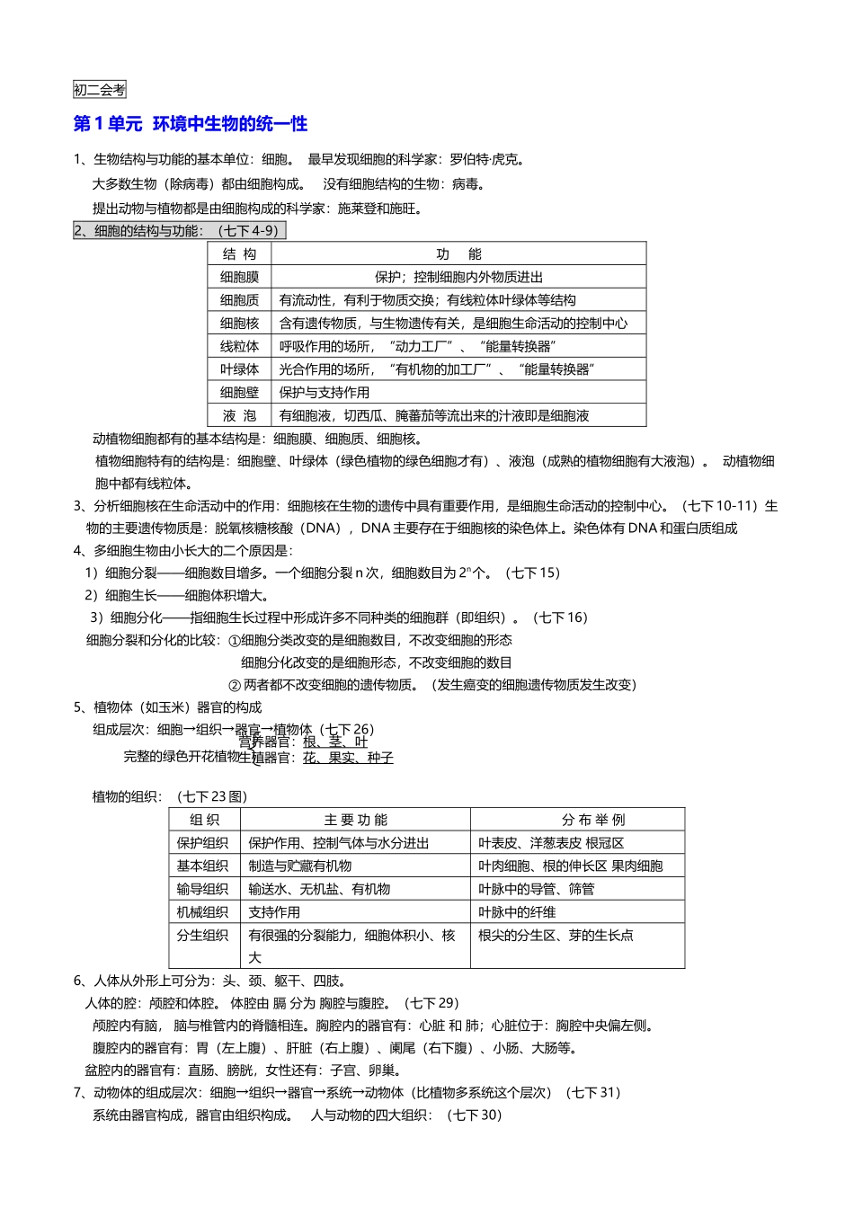 人教版初二生物全册知识点汇总_第2页