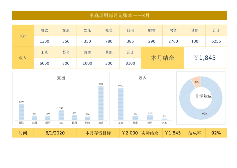 家庭理财每月记账本_第1页