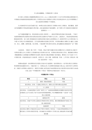 什么职业最赚钱：中国最好的十大职业