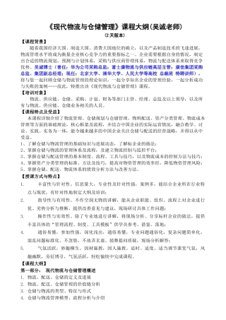 仓储物流类04-《现代物流与仓储管理》大纲