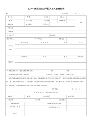 (完整版)新员工入职登记表