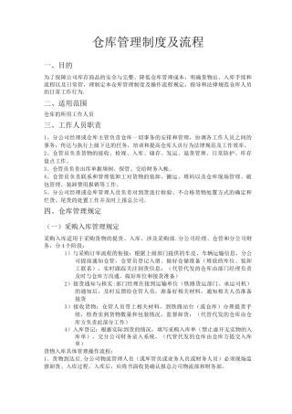 仓库管理制度及流程
