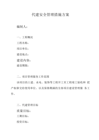 代建安全管理措施方案