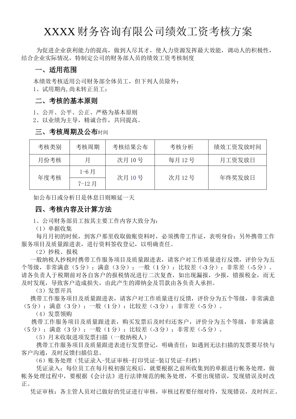 代理记账公司绩效工资考核方案_2_第1页