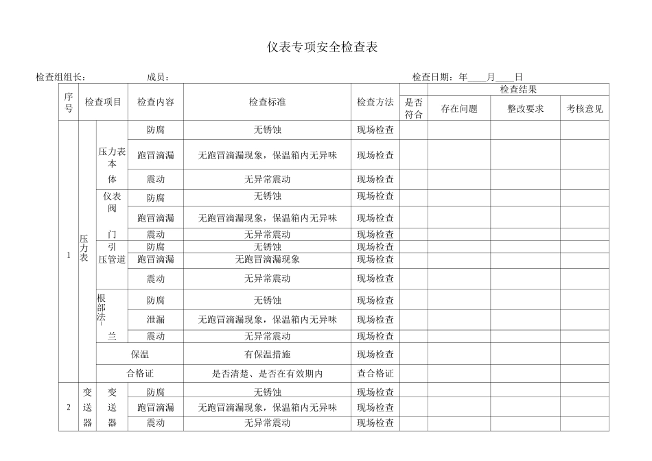 仪表专项安全检查表_第1页