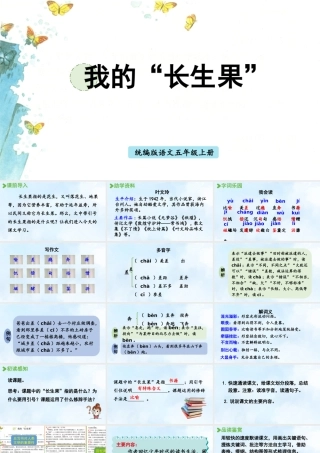 24人教统编版小学五年级语文上册第八单元26.我的“长生果“  课件