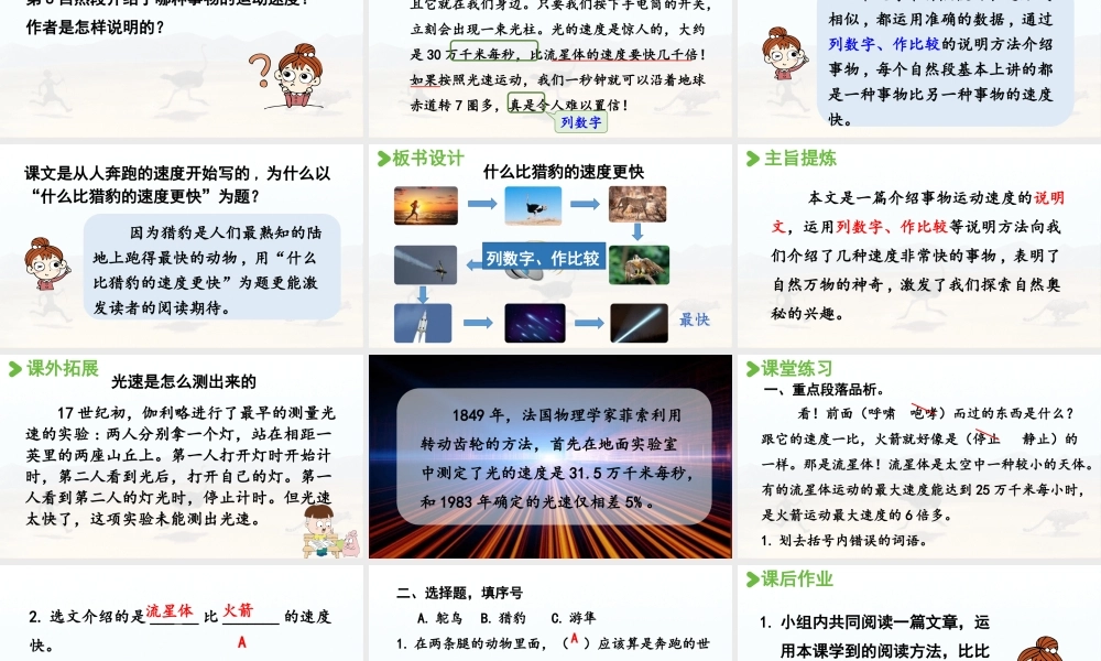 24人教统编版小学五年级语文上册第二单元7.什么比猎豹的速度更快第2课时  课件