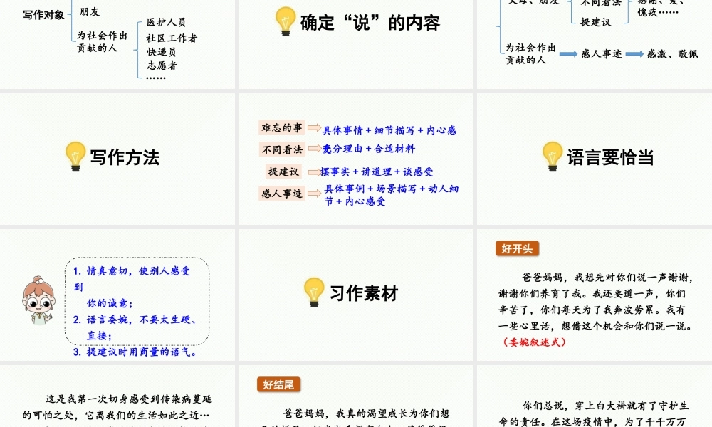 24人教统编版小学五年级语文上册第六单元习作：我想对您说第1课时  课件