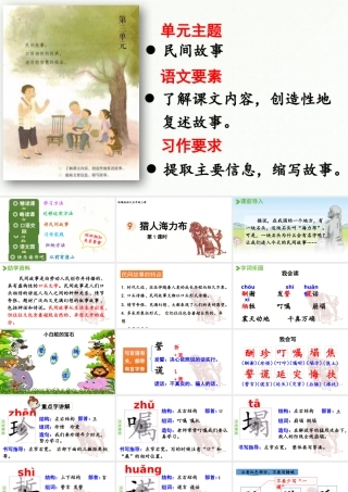 24人教统编版小学五年级语文上册第三单元9.猎人海力布第1课时  课件