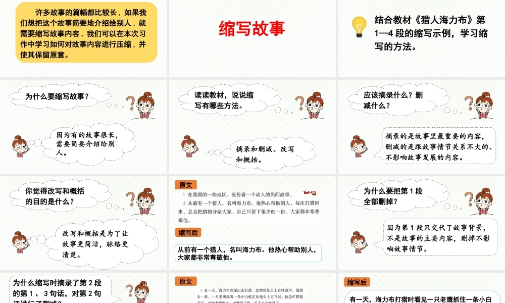 24人教统编版小学五年级语文上册第三单元习作：缩写故事第1课时  课件