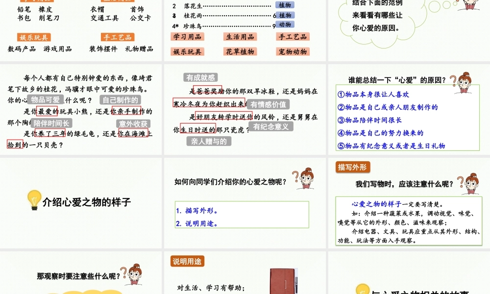 24人教统编版小学五年级语文上册第一单元习作：我的心爱之物第1课时  课件