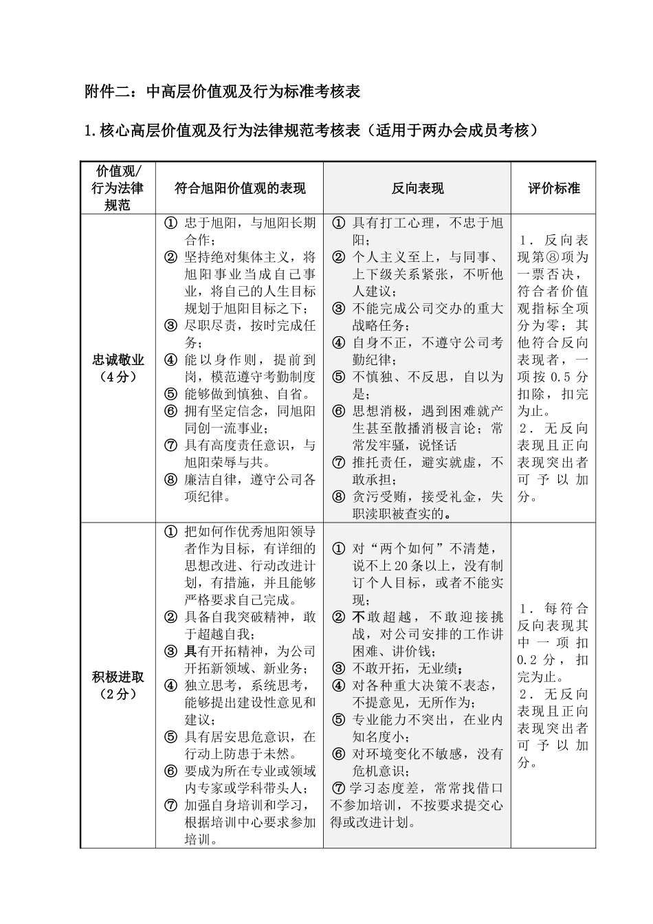 价值观及行为标准考核表完整优秀版_第2页