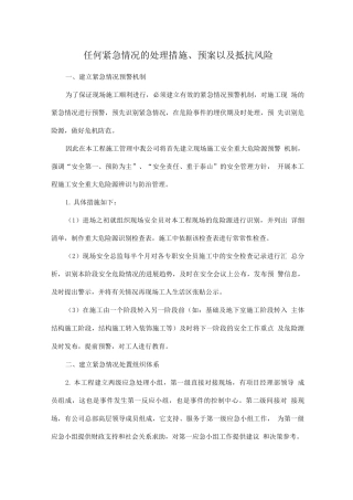 任何紧急情况的处理措施、预案以及抵抗风险2