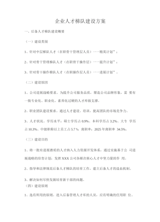 企业人才梯队建设方案