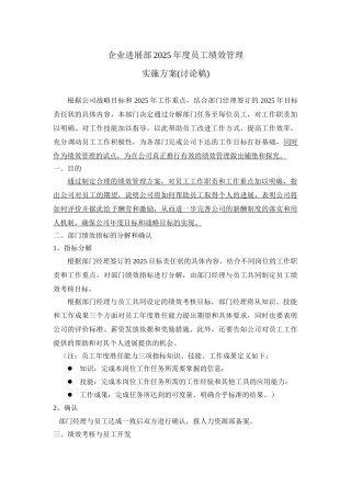 企业发展部2010年度员工绩效管理