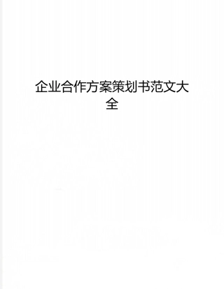企业合作方案策划书范文大全