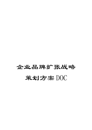 企业品牌扩张战略策划方案DOC