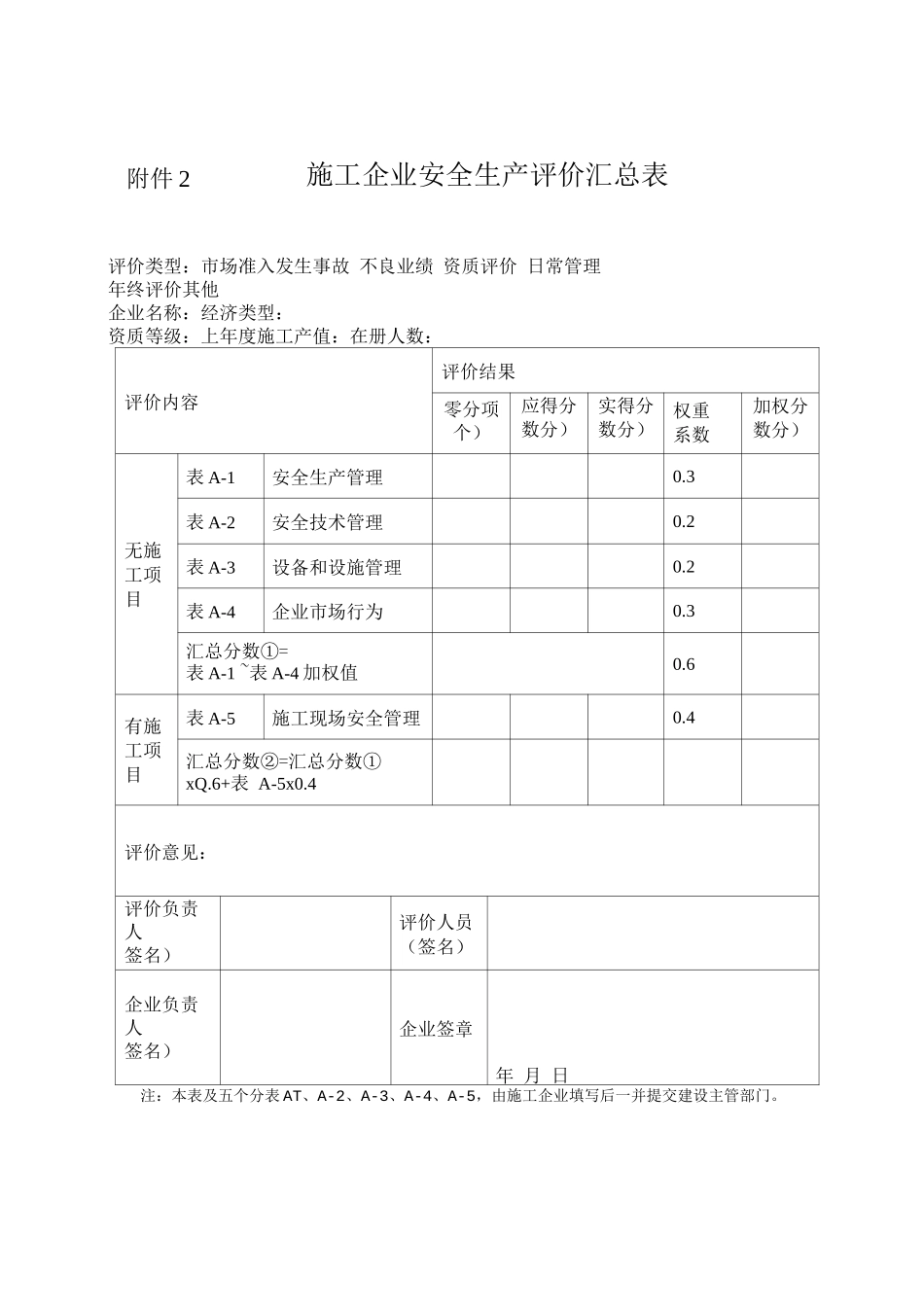 企业基本情况表及安全生产评价表_第2页