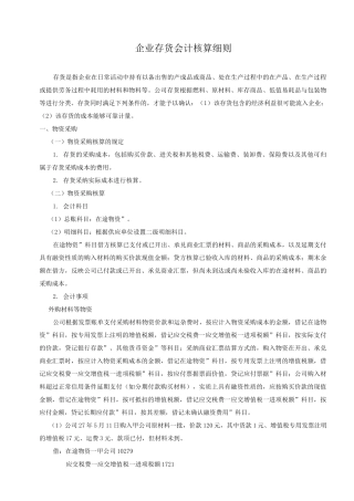 企业存货会计核算细则
